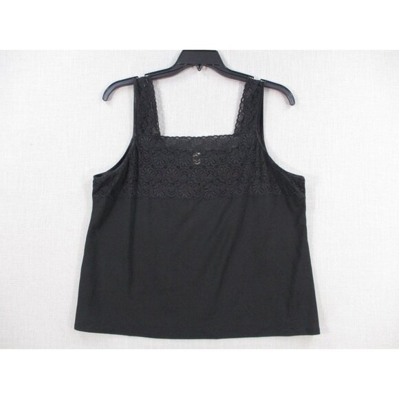 Cato Woman Black Lace Trim Tank Top Plus Size 18/20W Sleeveless Casual Wear - Picture 1 of 9